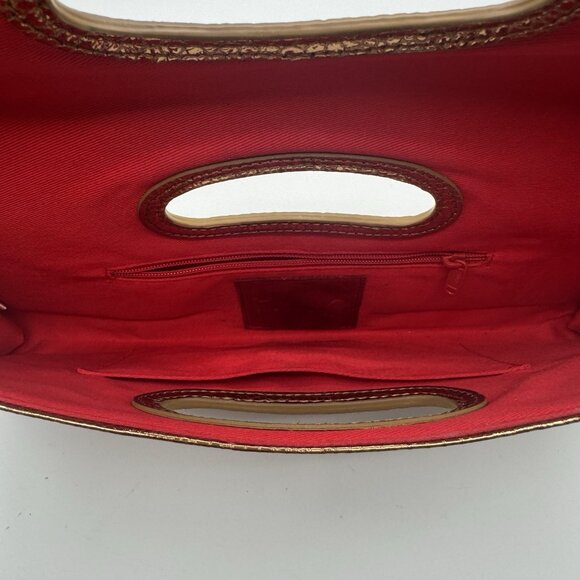 VTG Rare “HOBO The Original” Purse Clutch Metallic Gold Reptile Red 100% Leather - Picture 5 of 10